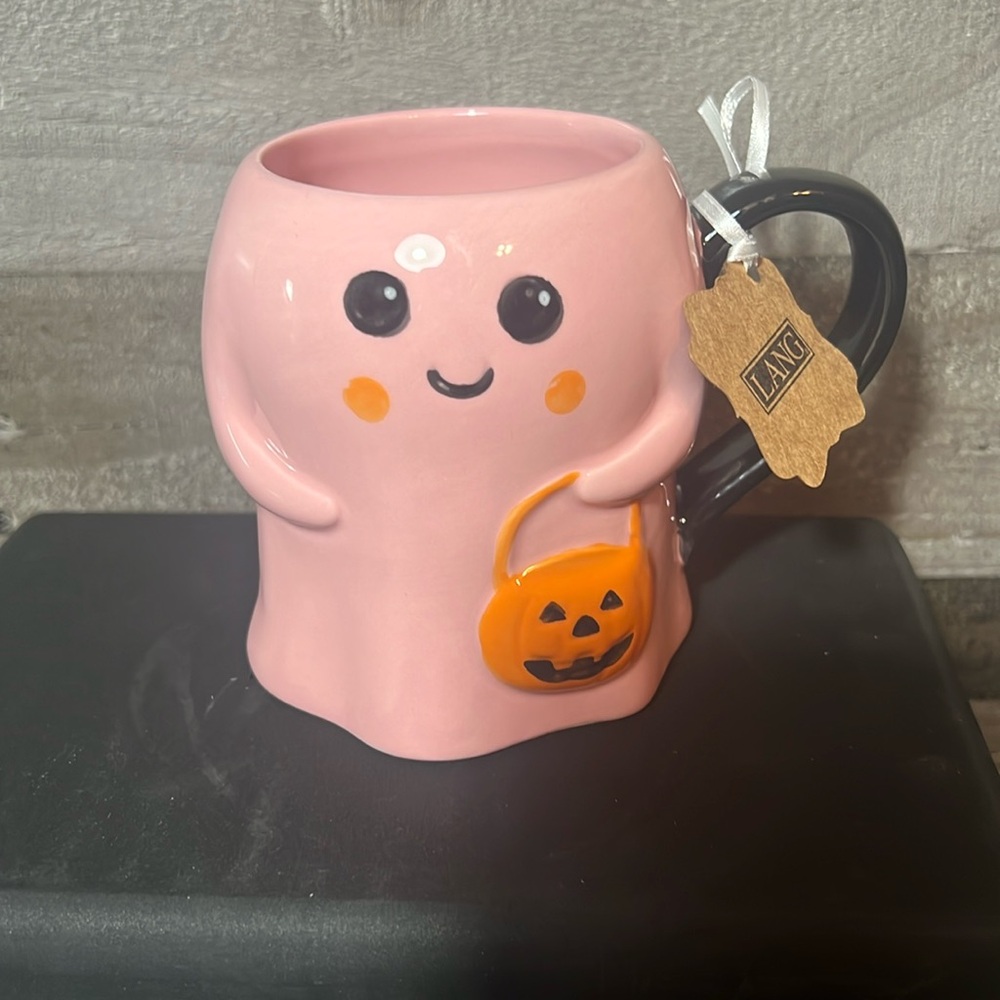 Pink ghost trick-or-treat with a pumpkin made by‎ Lang new tags